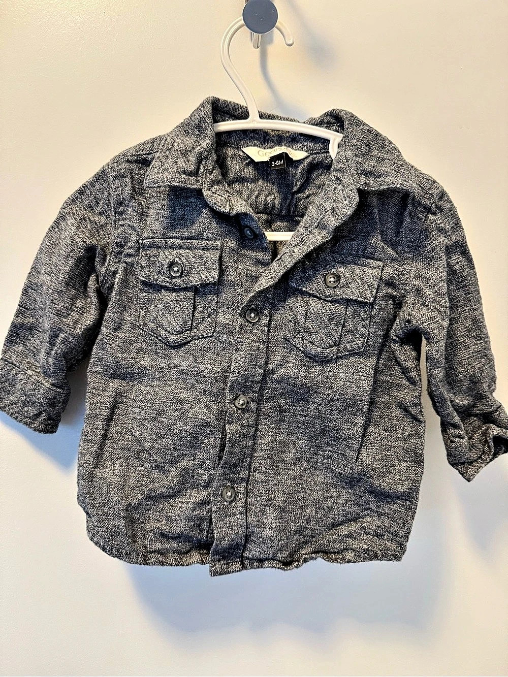 George Baby Button Down Shirt Gray 3-6M Like New